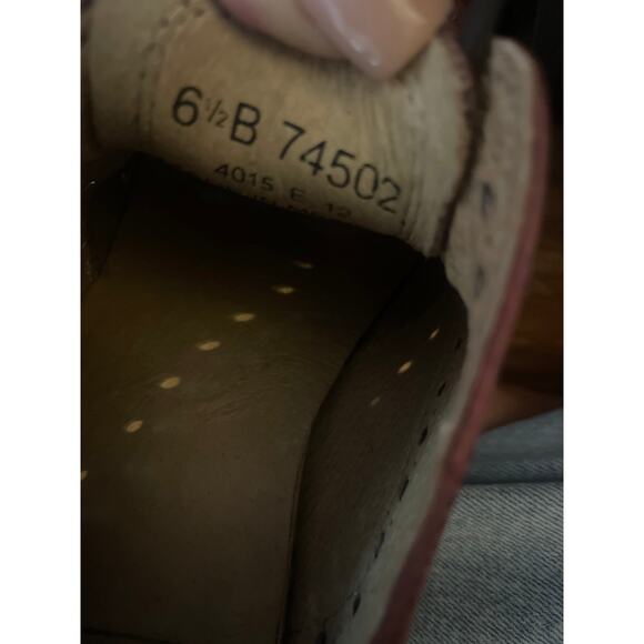 FRYE Maggie Perf Winttip Oxfords ACADEMIA WITCHY Chunky Block Heel Shoes Red 6.5 - Picture 6 of 10